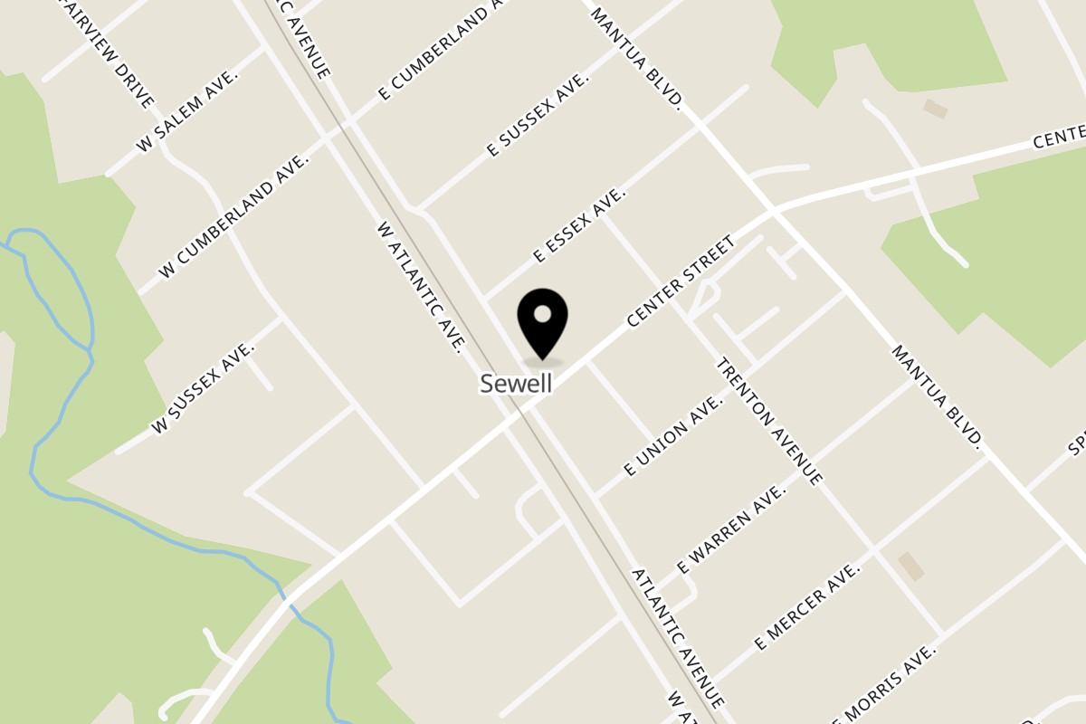 Map showing the location of Louie G's Mantua Township on 190 Center St in Sewell